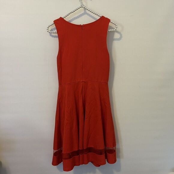 LuLu's Dress Womens M skater orange Fit And Flare Mesh Panel Sleeveless Party - Picture 14 of 14